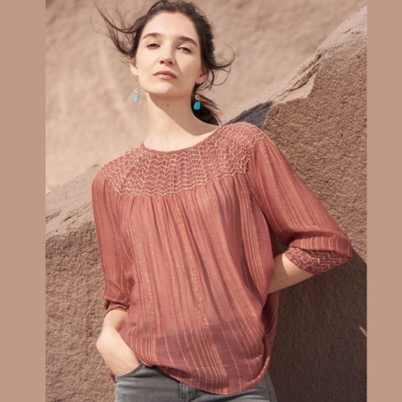 SALE Anthro Bresle Peasant Boho Metallic Love Sam - Picture 3 of 8